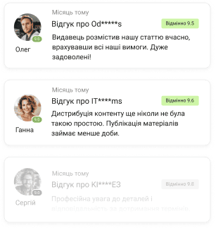 Відгуки рекламодавців з оцінками та коментарями для видавців на маркетплейсі Collaborator